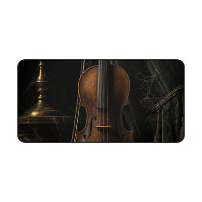 Violin On Dark Stage - Dark Academia Gaming Desk Mat - Moikas