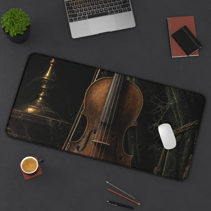 Violin On Dark Stage - Dark Academia Gaming Desk Mat - Moikas