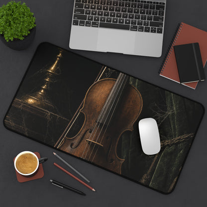 Violin On Dark Stage - Dark Academia Gaming Desk Mat - Moikas