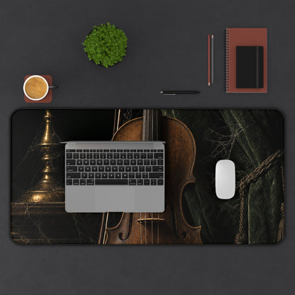 Violin On Dark Stage - Dark Academia Gaming Desk Mat - Moikas