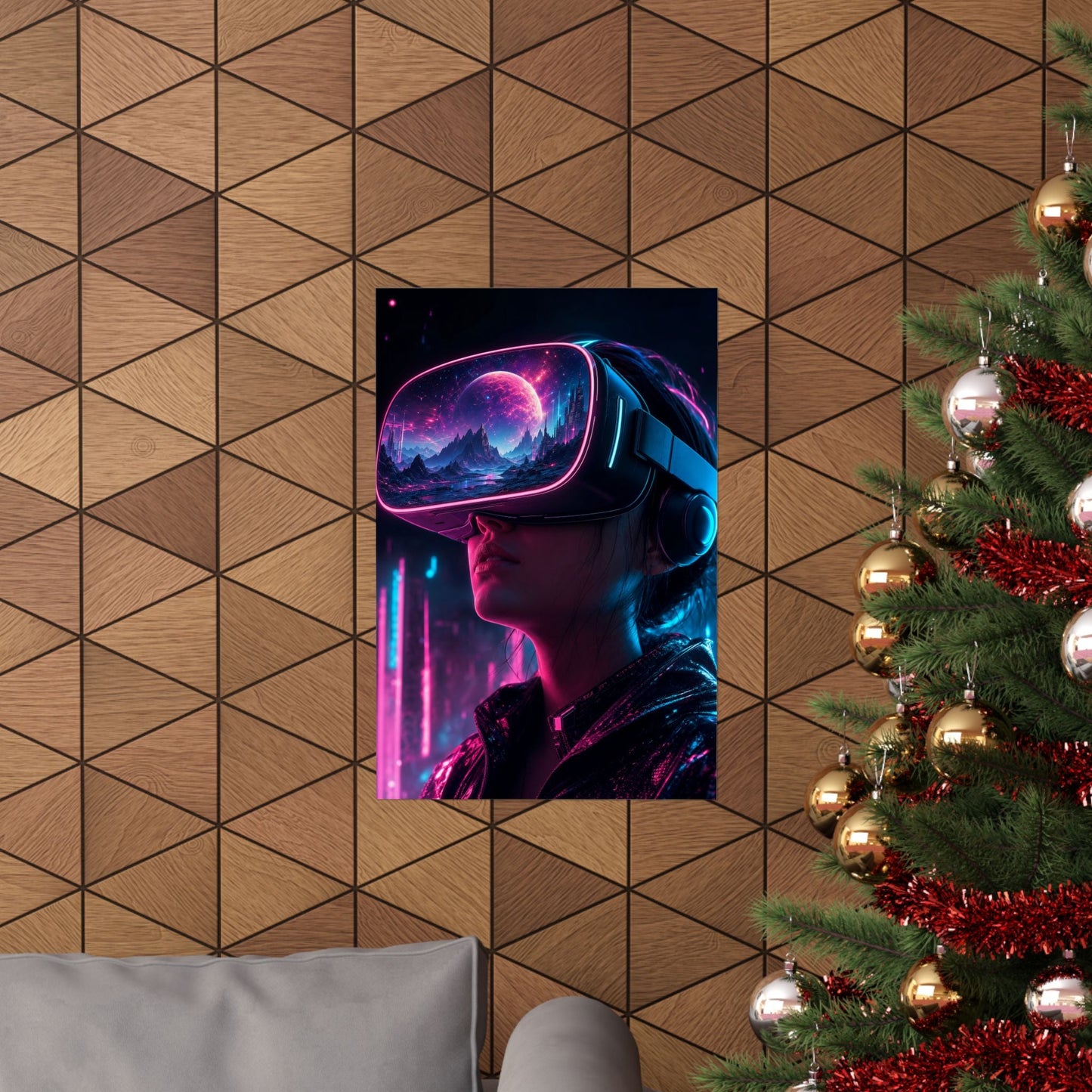 Vr Headset Showing Another World - Gaming Culture Art Print (Matte Poster) - Moikas