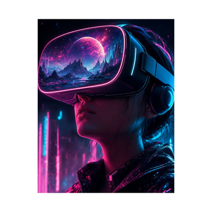Vr Headset Showing Another World - Gaming Culture Art Print (Matte Poster) - Moikas
