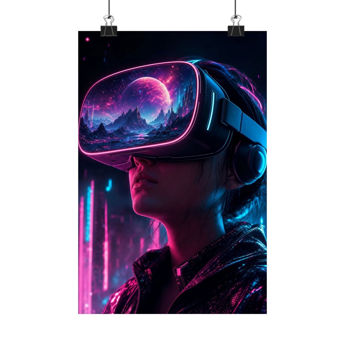 Vr Headset Showing Another World - Gaming Culture Art Print (Matte Poster) - Moikas