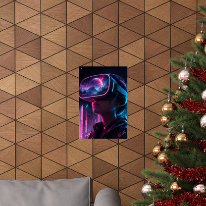 Vr Headset Showing Another World - Gaming Culture Art Print (Matte Poster) - Moikas