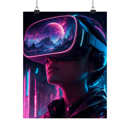Vr Headset Showing Another World - Gaming Culture Art Print (Matte Poster) - Moikas