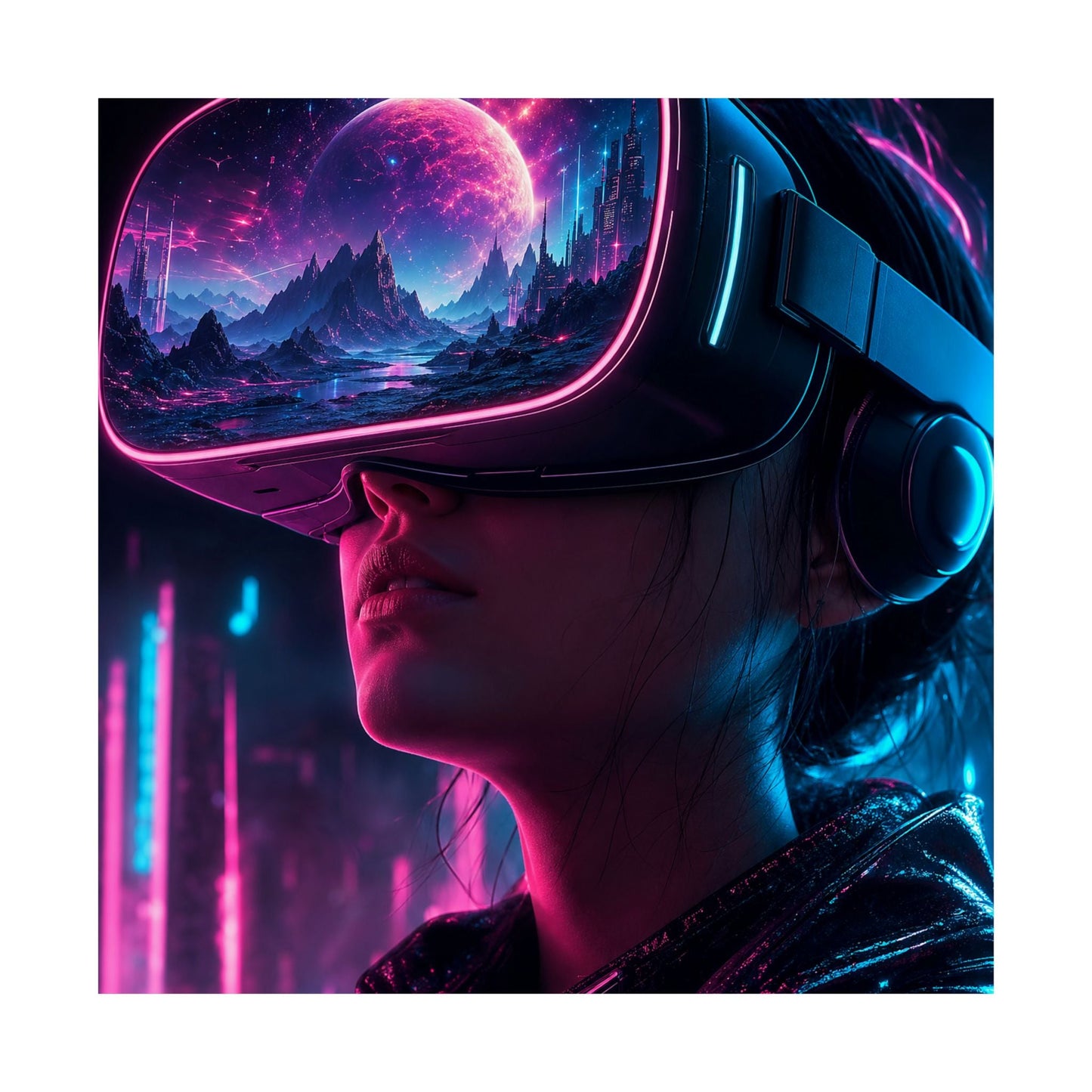 Vr Headset Showing Another World - Gaming Culture Art Print (Matte Poster) - Moikas