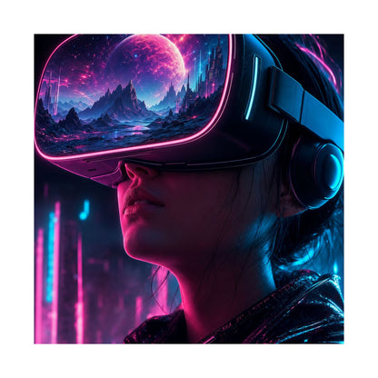 Vr Headset Showing Another World - Gaming Culture Art Print (Matte Poster) - Moikas