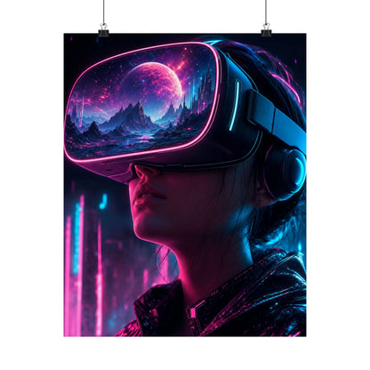 Vr Headset Showing Another World - Gaming Culture Art Print (Matte Poster) - Moikas