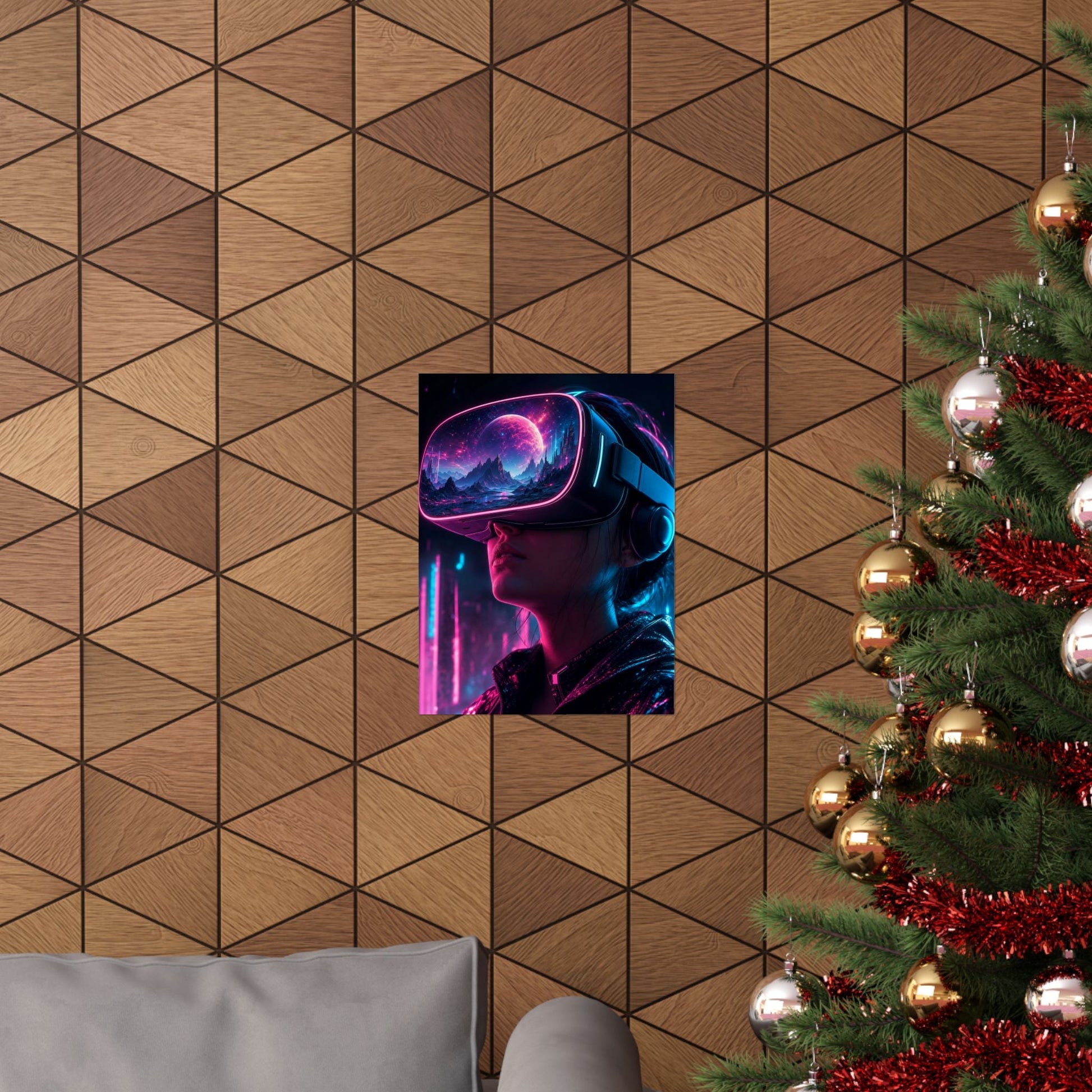 Vr Headset Showing Another World - Gaming Culture Art Print (Matte Poster) - Moikas