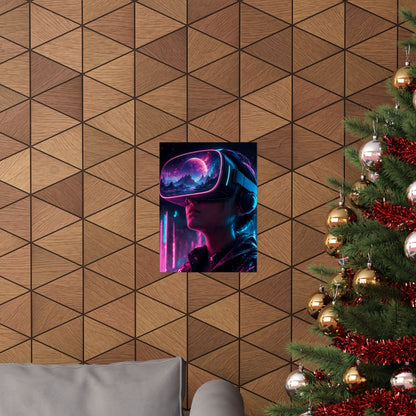 Vr Headset Showing Another World - Gaming Culture Art Print (Matte Poster) - Moikas