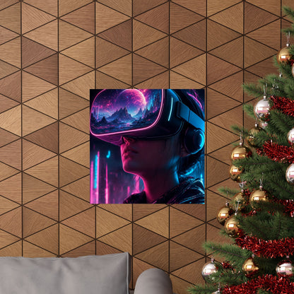Vr Headset Showing Another World - Gaming Culture Art Print (Matte Poster) - Moikas