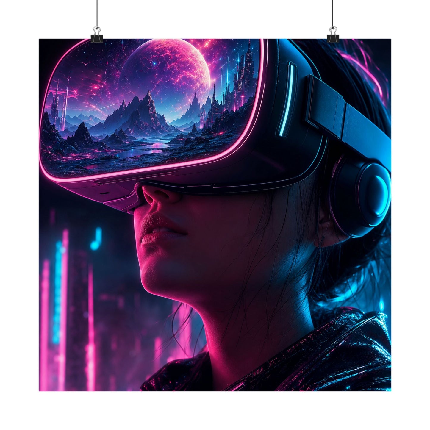 Vr Headset Showing Another World - Gaming Culture Art Print (Matte Poster) - Moikas
