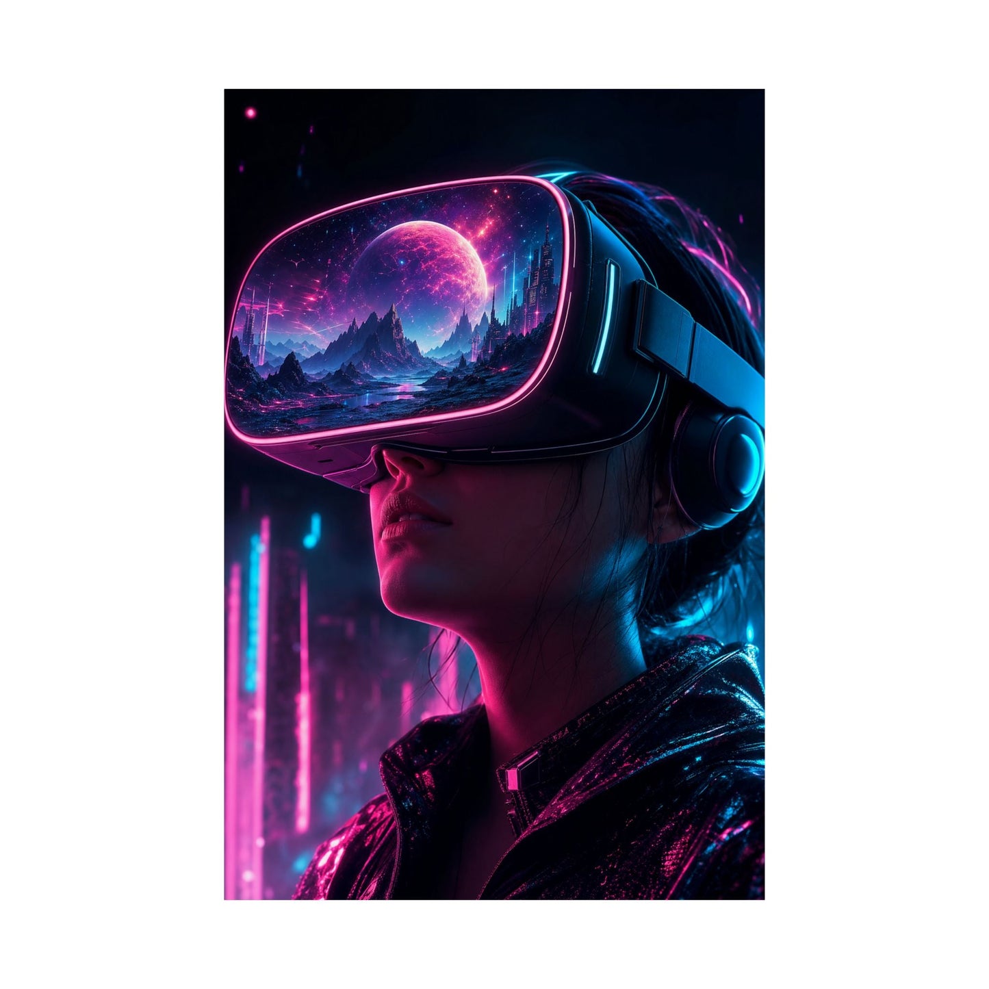 Vr Headset Showing Another World - Gaming Culture Art Print (Matte Poster) - Moikas