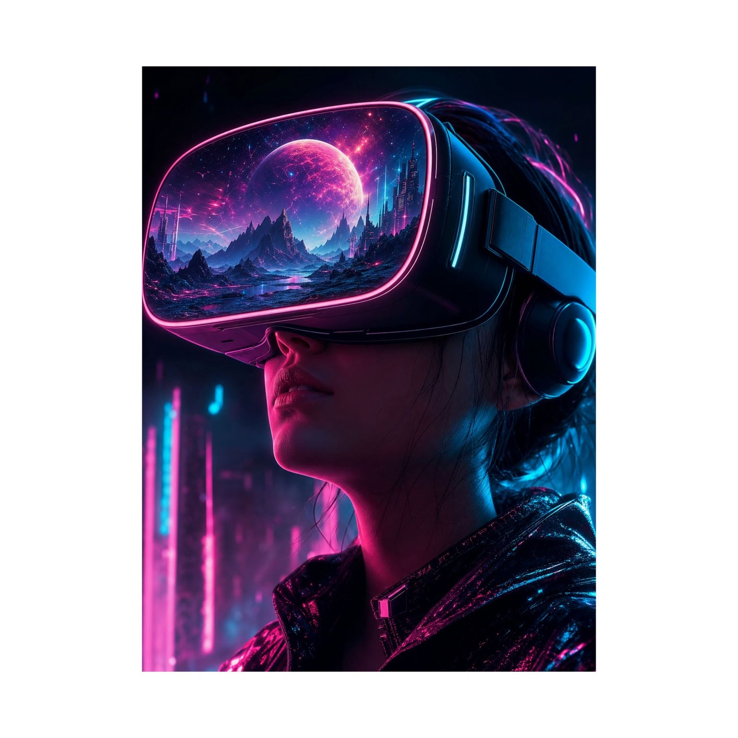 Vr Headset Showing Another World - Gaming Culture Art Print (Matte Poster) - Moikas