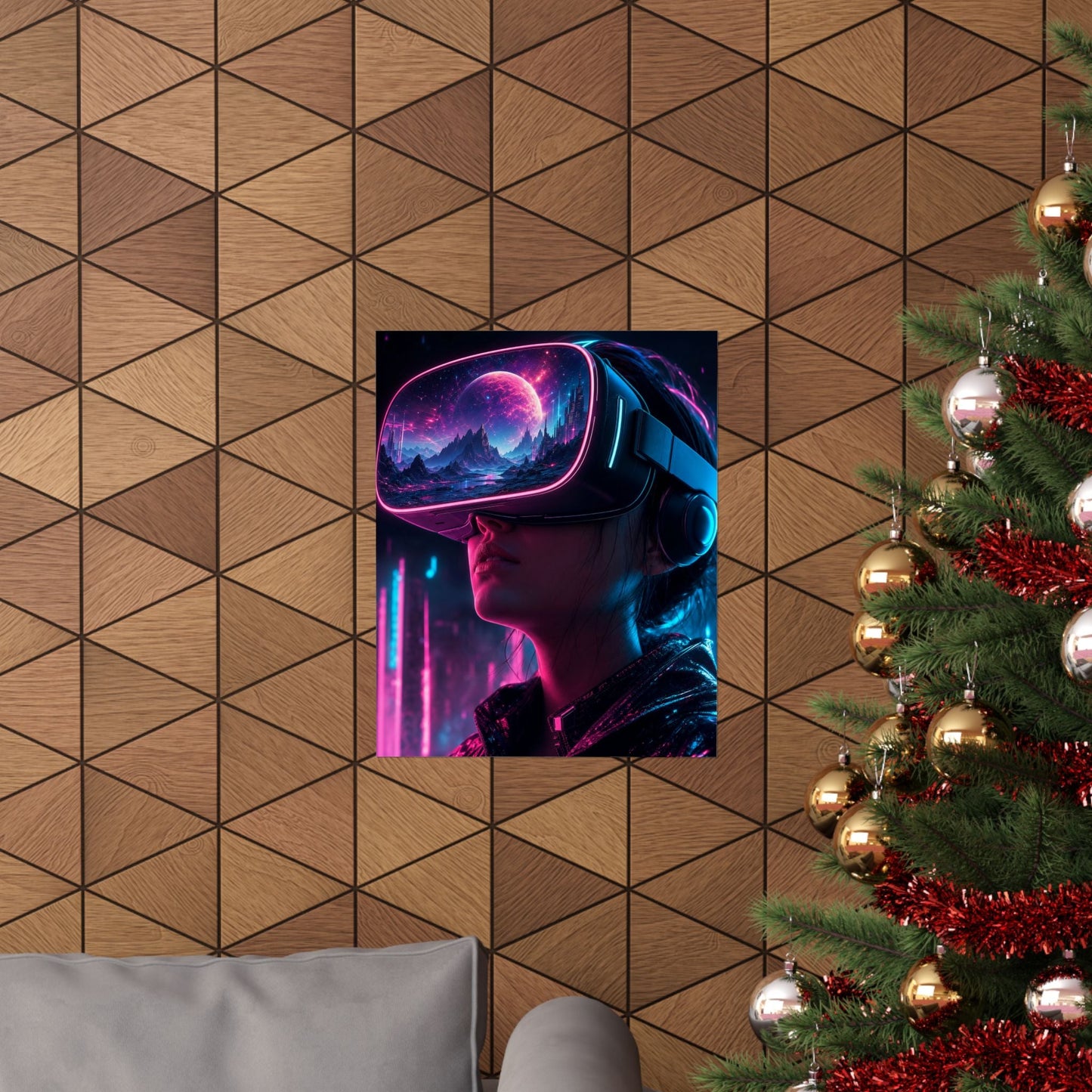 Vr Headset Showing Another World - Gaming Culture Art Print (Matte Poster) - Moikas