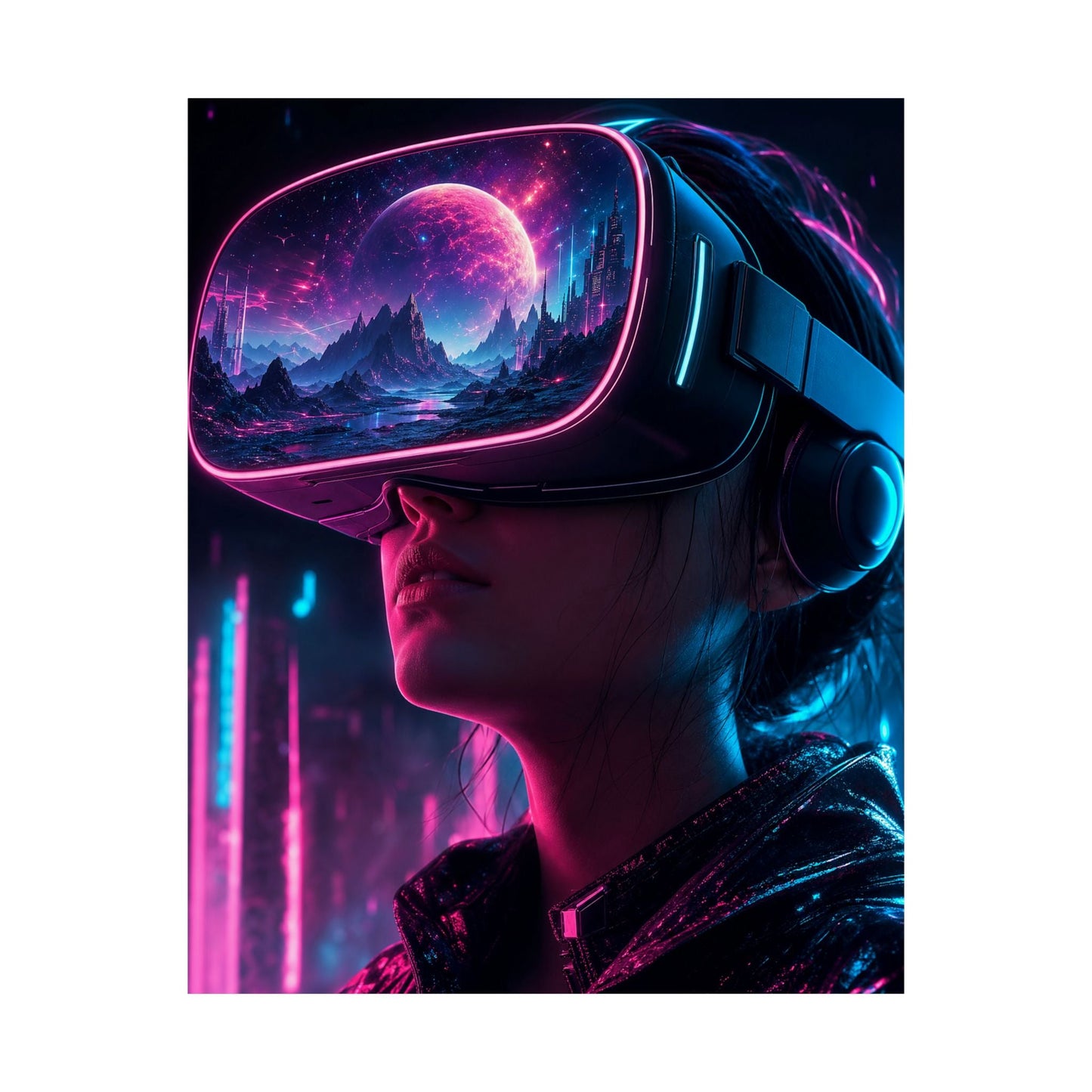 Vr Headset Showing Another World - Gaming Culture Art Print (Matte Poster) - Moikas