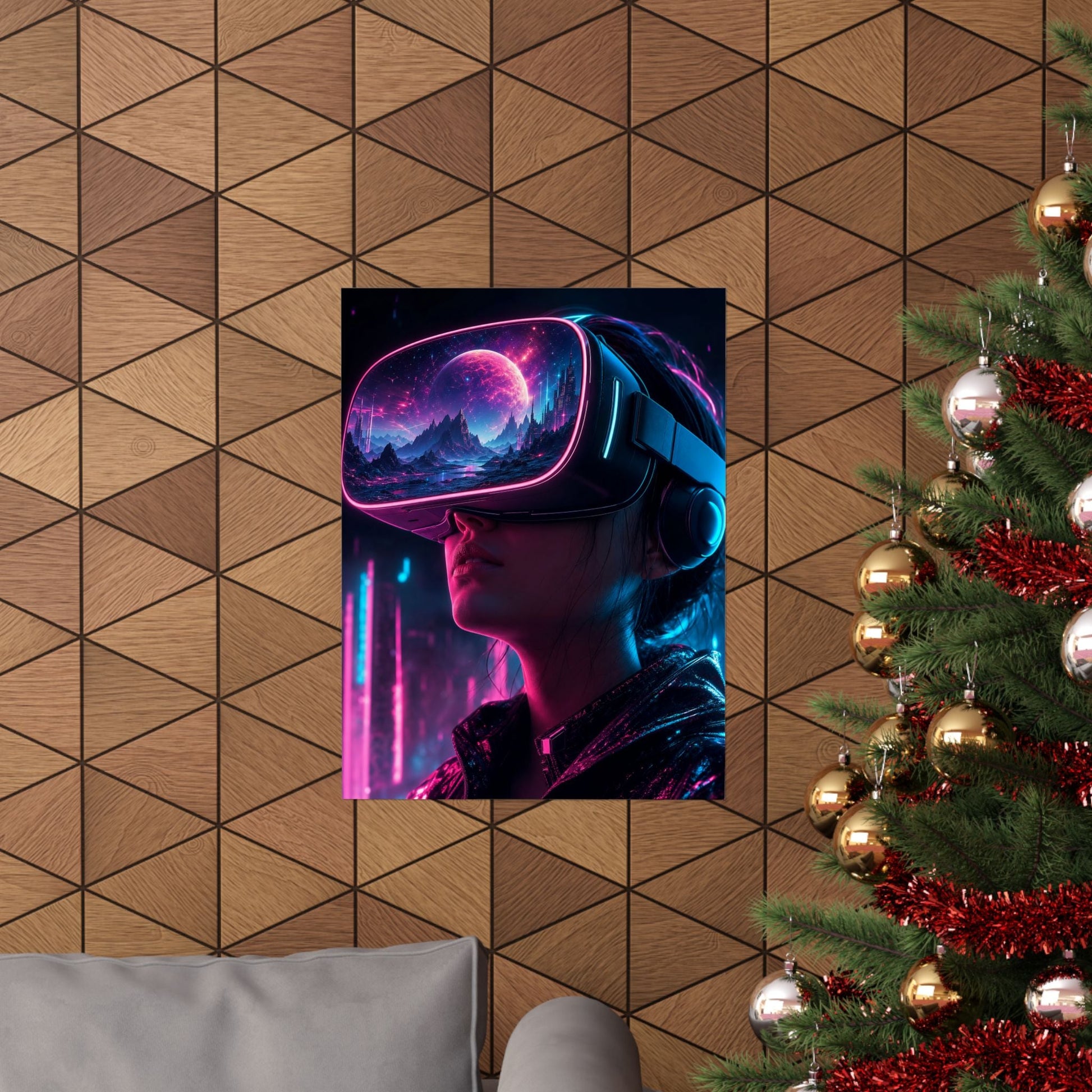 Vr Headset Showing Another World - Gaming Culture Art Print (Matte Poster) - Moikas