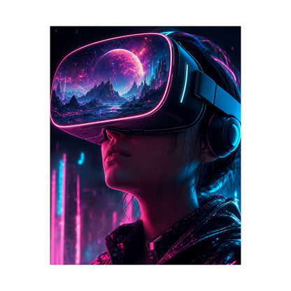 Vr Headset Showing Another World - Gaming Culture Art Print (Matte Poster) - Moikas