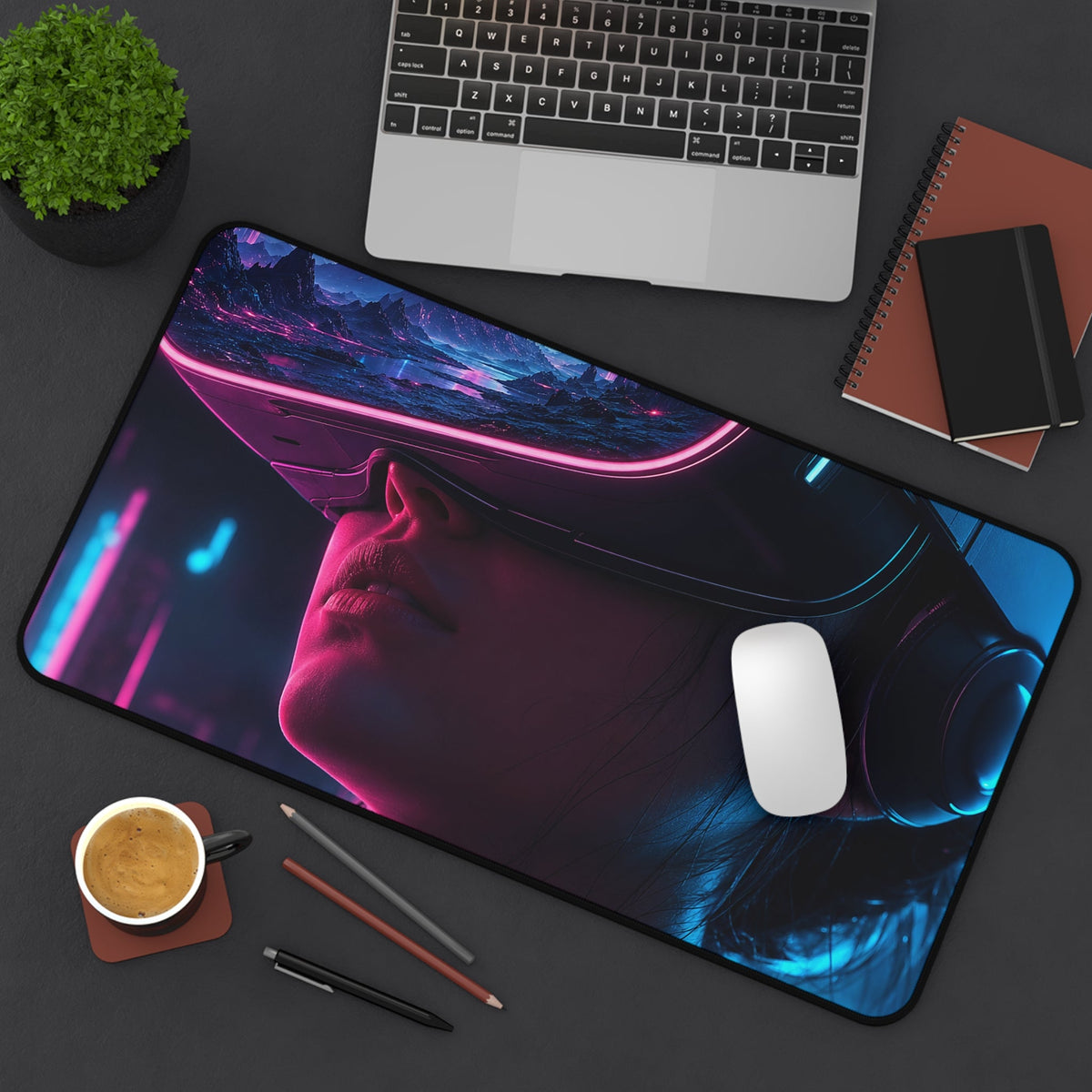 Vr Headset Showing Another World - Gaming Culture Gaming Desk Mat - Moikas