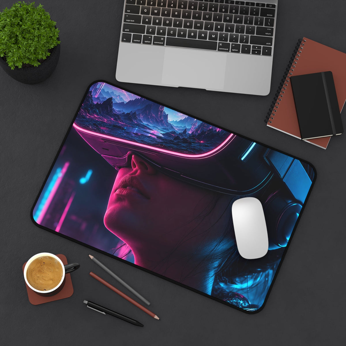 Vr Headset Showing Another World - Gaming Culture Gaming Desk Mat - Moikas