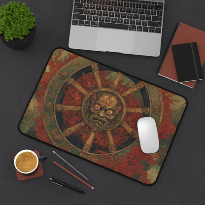 Wanyudo Burning Wheel With Face - Japanese Mythology Gaming Desk Mat - Moikas