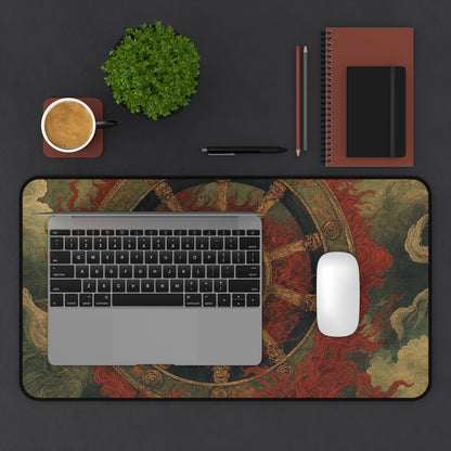 Wanyudo Burning Wheel With Face - Japanese Mythology Gaming Desk Mat - Moikas