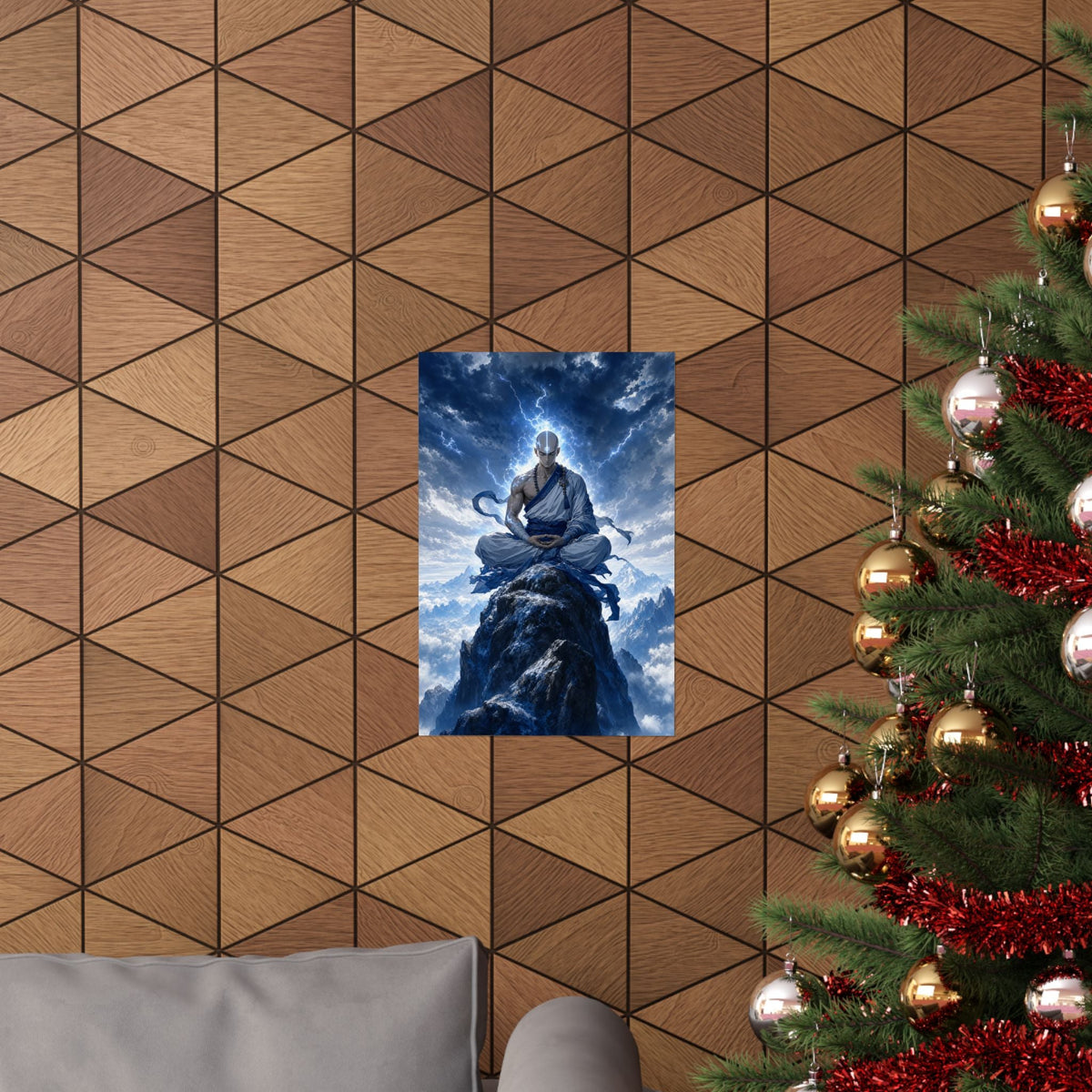Warrior Monk Meditating On Peak - Anime Manga Art Print (Matte Poster) - Moikas