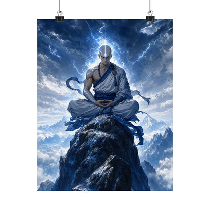 Warrior Monk Meditating On Peak - Anime Manga Art Print (Matte Poster) - Moikas