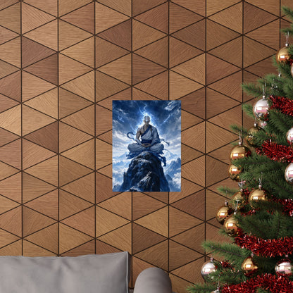 Warrior Monk Meditating On Peak - Anime Manga Art Print (Matte Poster) - Moikas