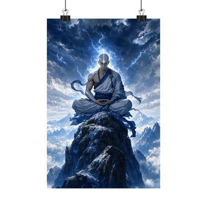 Warrior Monk Meditating On Peak - Anime Manga Art Print (Matte Poster) - Moikas