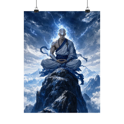 Warrior Monk Meditating On Peak - Anime Manga Art Print (Matte Poster) - Moikas
