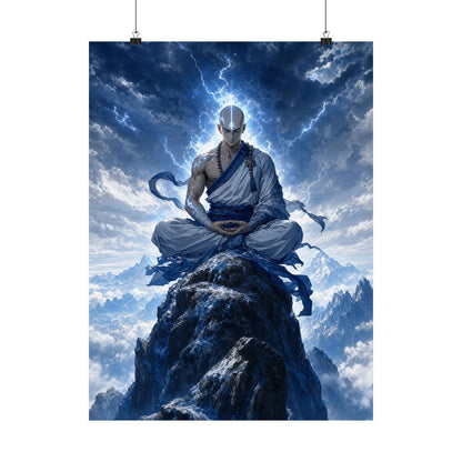 Warrior Monk Meditating On Peak - Anime Manga Art Print (Matte Poster) - Moikas