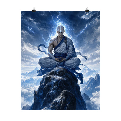 Warrior Monk Meditating On Peak - Anime Manga Art Print (Matte Poster) - Moikas