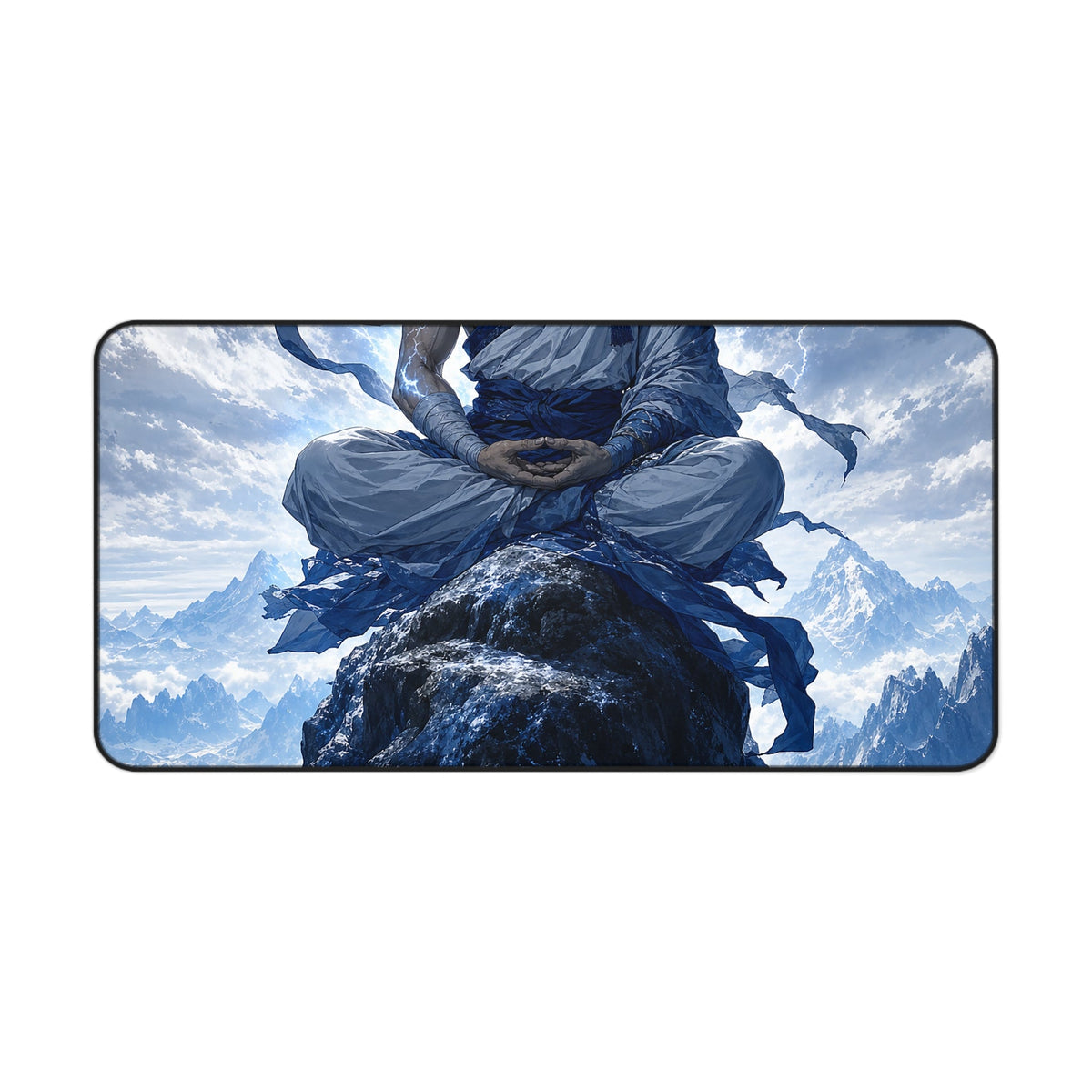 Warrior Monk Meditating On Peak - Anime Manga Gaming Desk Mat - Moikas