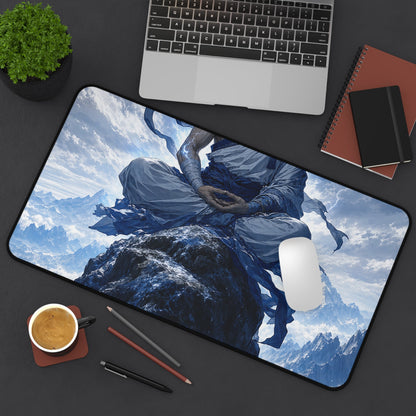 Warrior Monk Meditating On Peak - Anime Manga Gaming Desk Mat - Moikas