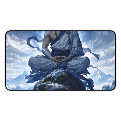 Warrior Monk Meditating On Peak - Anime Manga Gaming Desk Mat - Moikas