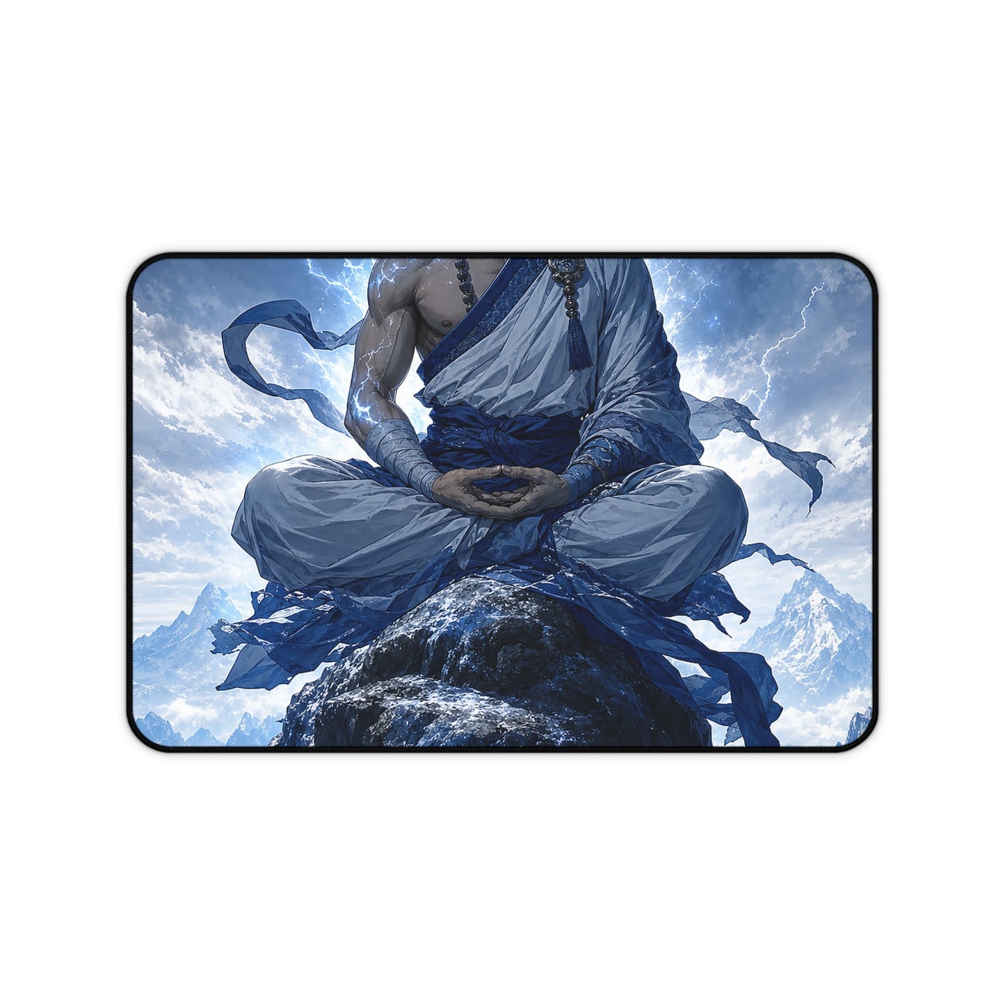 Warrior Monk Meditating On Peak - Anime Manga Gaming Desk Mat - Moikas