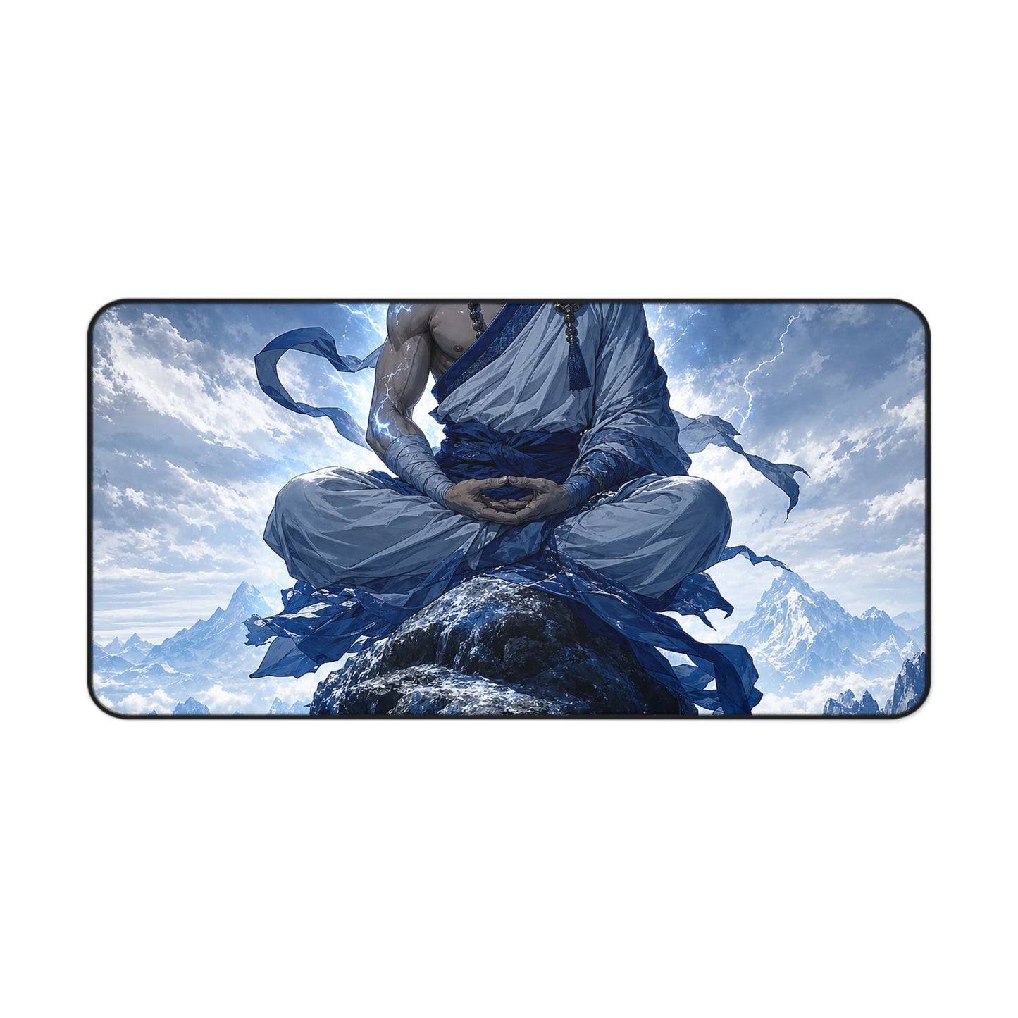 Warrior Monk Meditating On Peak - Anime Manga Gaming Desk Mat - Moikas