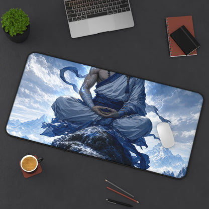 Warrior Monk Meditating On Peak - Anime Manga Gaming Desk Mat - Moikas