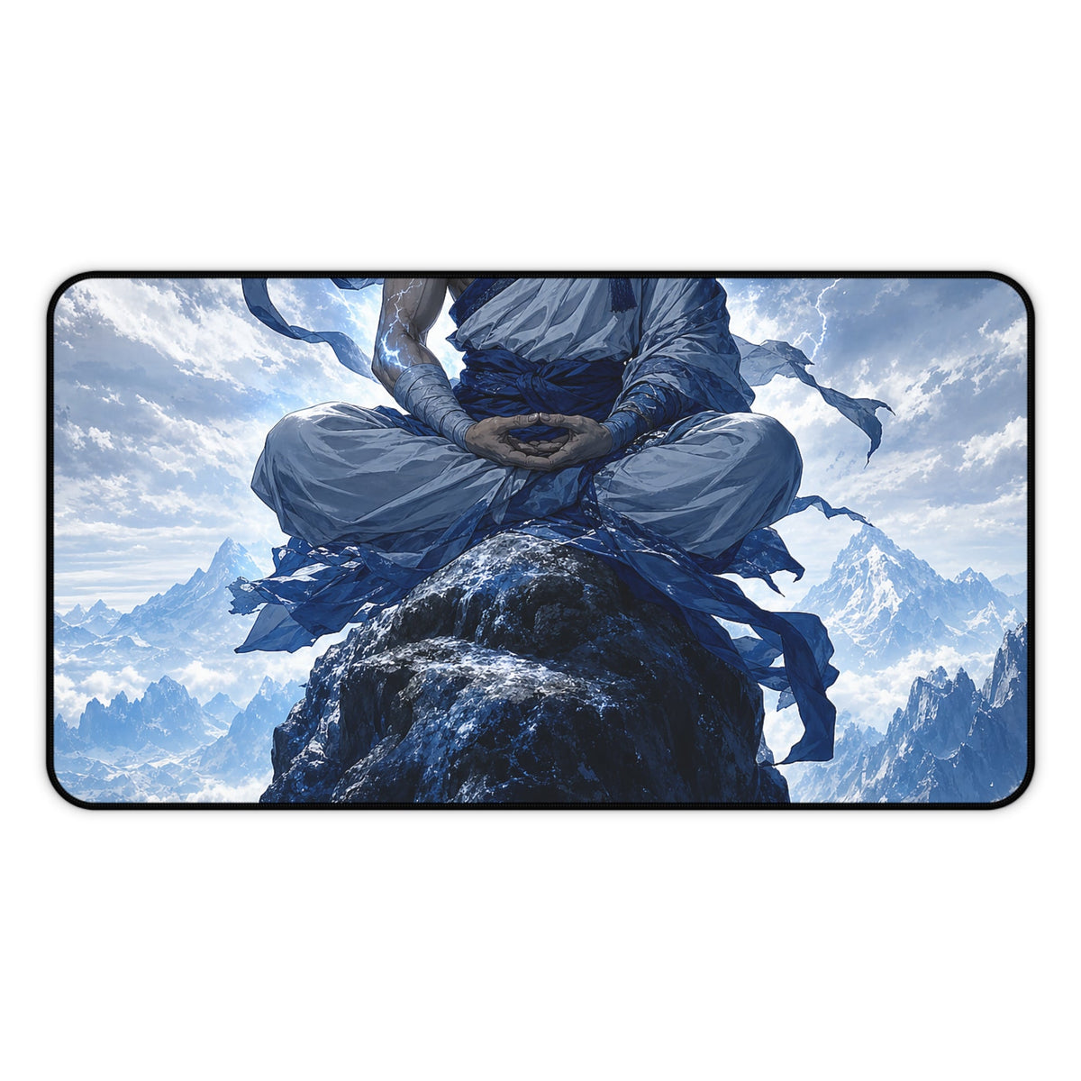 Warrior Monk Meditating On Peak - Anime Manga Gaming Desk Mat - Moikas