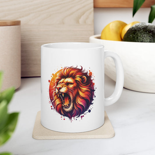 Watercolor Roaring Lion Mug | Mug for Lion Lovers | Leo | Lion Cup | Animal Mug | Gift For Animal Lovers | Ceramic Mug | Coffee Cup | Birthday Gift - Moikas