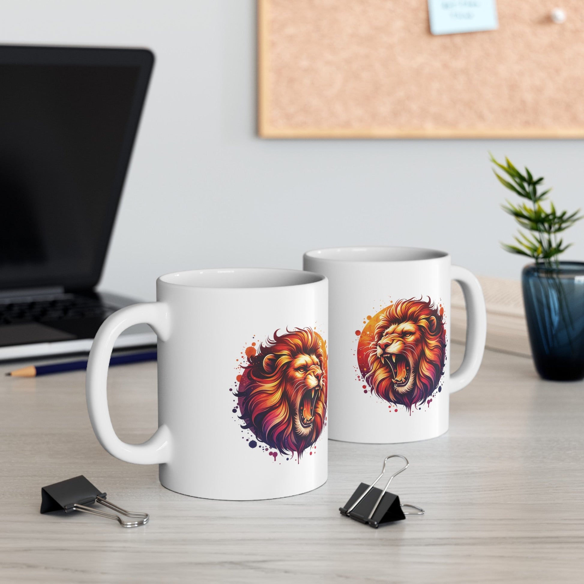 Watercolor Roaring Lion Mug | Mug for Lion Lovers | Leo | Lion Cup | Animal Mug | Gift For Animal Lovers | Ceramic Mug | Coffee Cup | Birthday Gift - Moikas