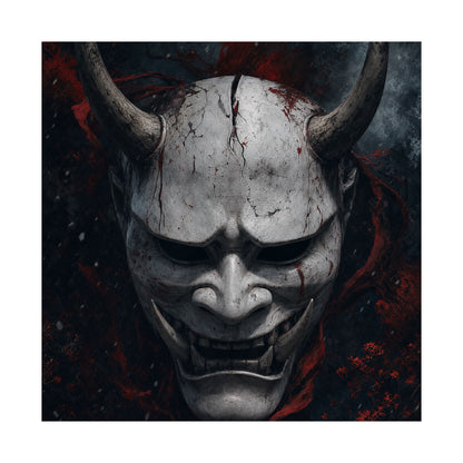 White Oni Mask With Hollow Black Eyes - Sudoni Brand Art Print (Matte Poster) - Moikas