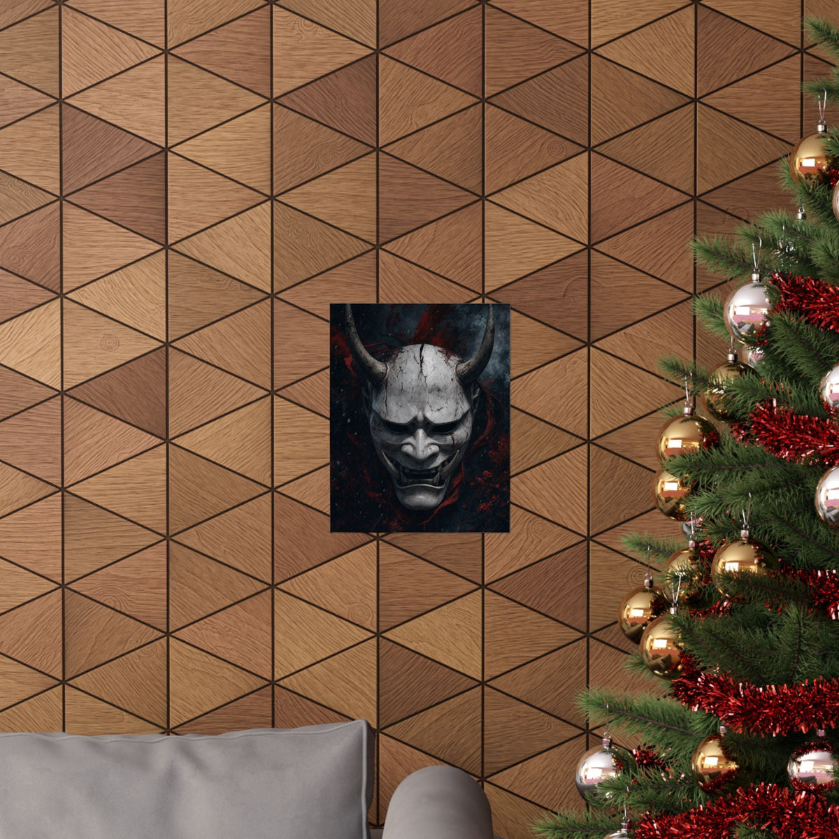 White Oni Mask With Hollow Black Eyes - Sudoni Brand Art Print (Matte Poster) - Moikas