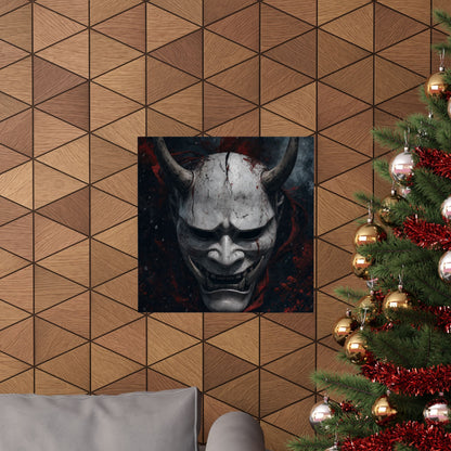 White Oni Mask With Hollow Black Eyes - Sudoni Brand Art Print (Matte Poster) - Moikas