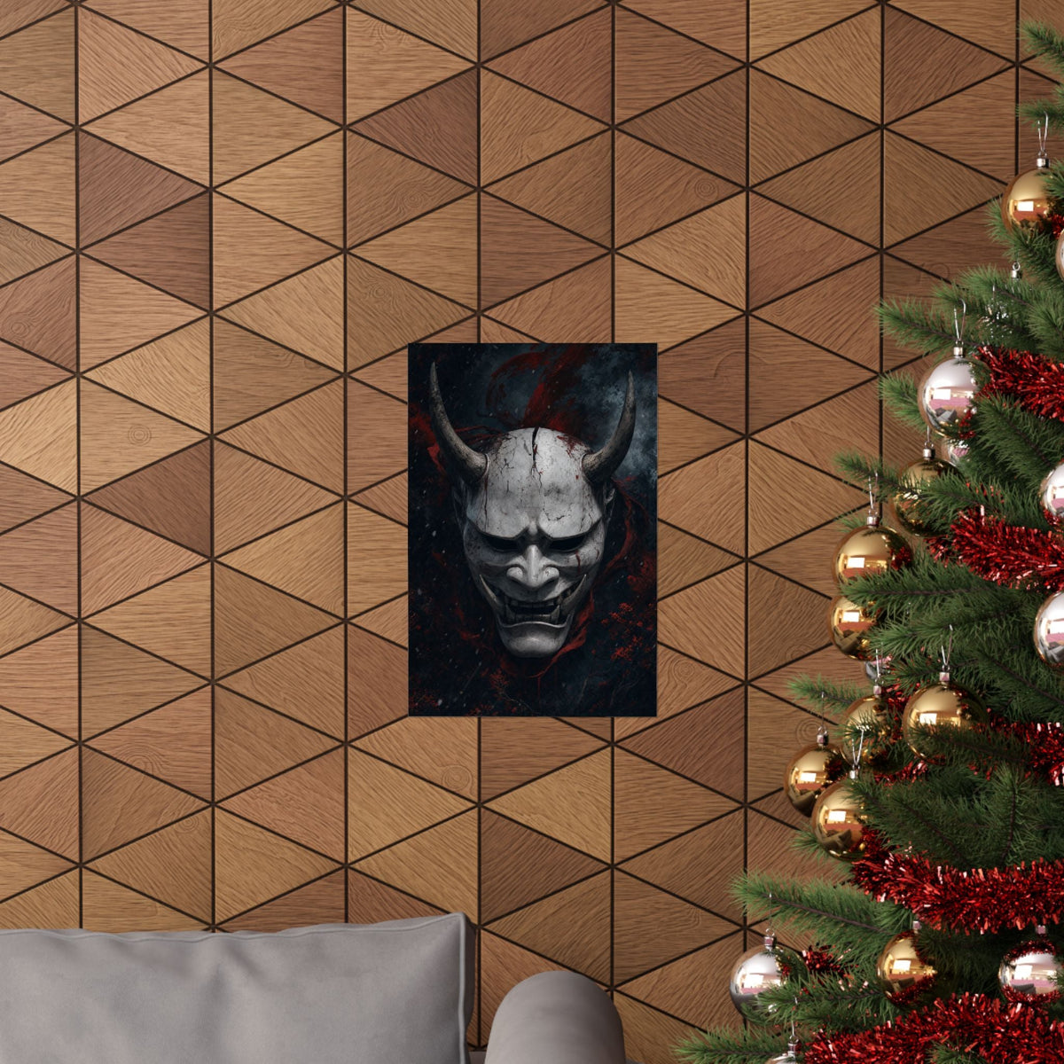 White Oni Mask With Hollow Black Eyes - Sudoni Brand Art Print (Matte Poster) - Moikas