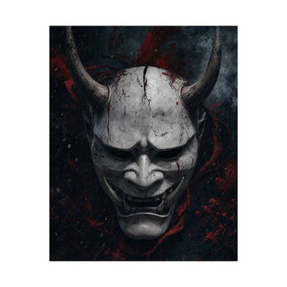 White Oni Mask With Hollow Black Eyes - Sudoni Brand Art Print (Matte Poster) - Moikas