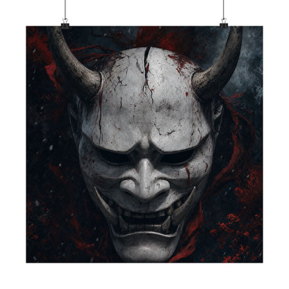 White Oni Mask With Hollow Black Eyes - Sudoni Brand Art Print (Matte Poster) - Moikas
