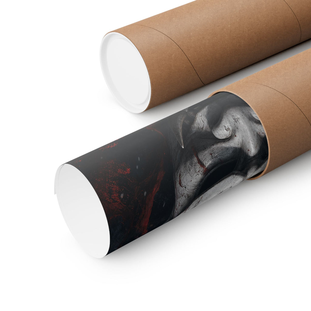 White Oni Mask With Hollow Black Eyes - Sudoni Brand Art Print (Matte Poster) - Moikas