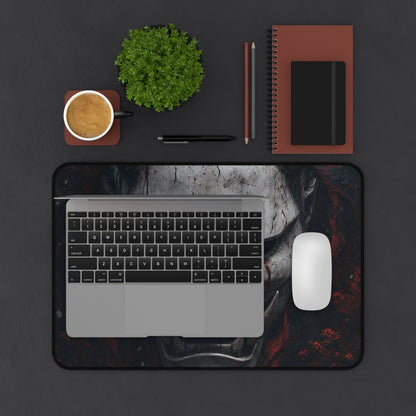 White Oni Mask With Hollow Black Eyes - Sudoni Brand Gaming Desk Mat - Moikas